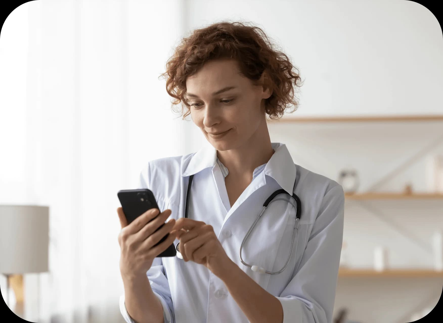 Woman holding tablet with pills, watching doctor on screen.