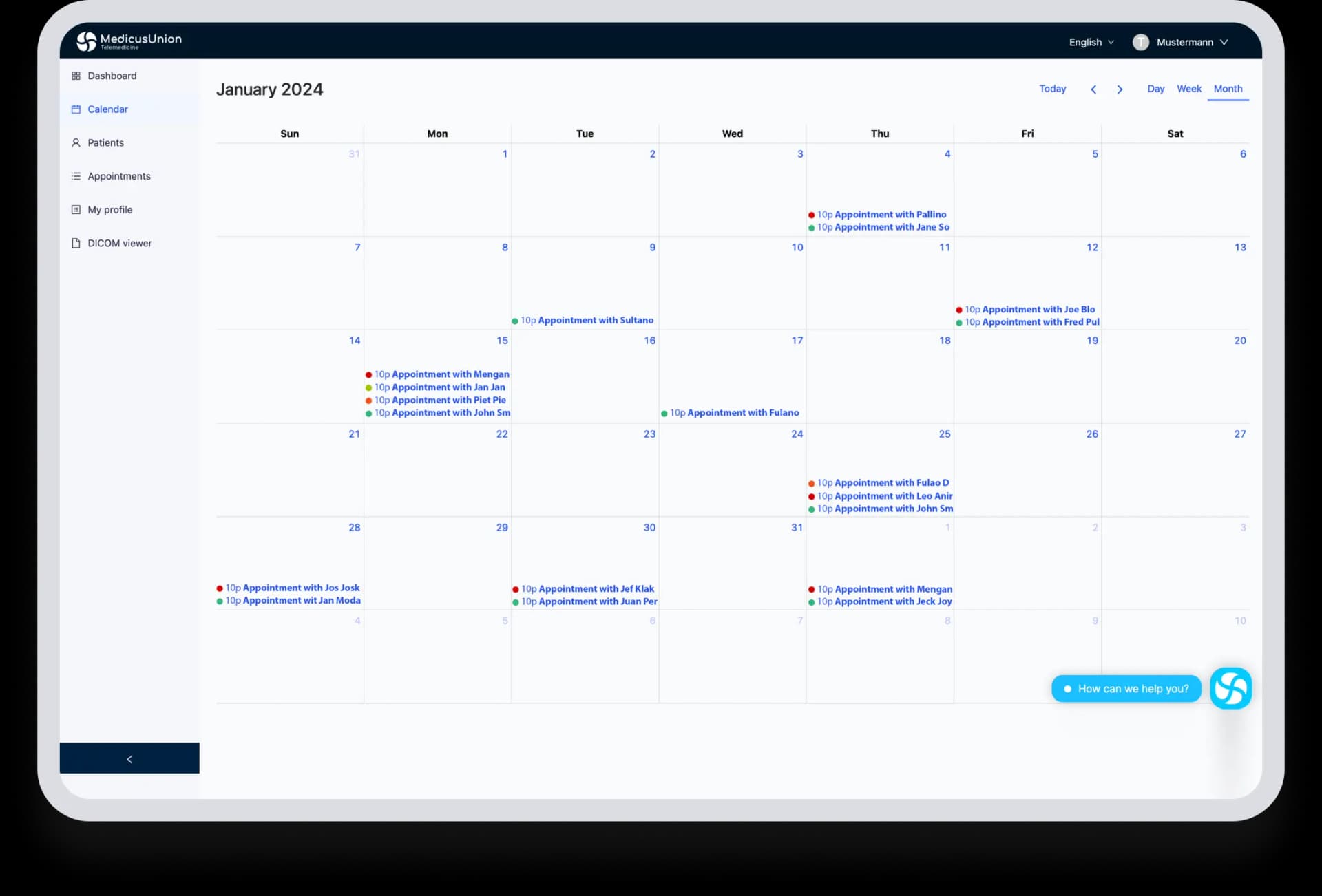 A scheduler interface for easy scheduling, designed for telemedicine appointments.