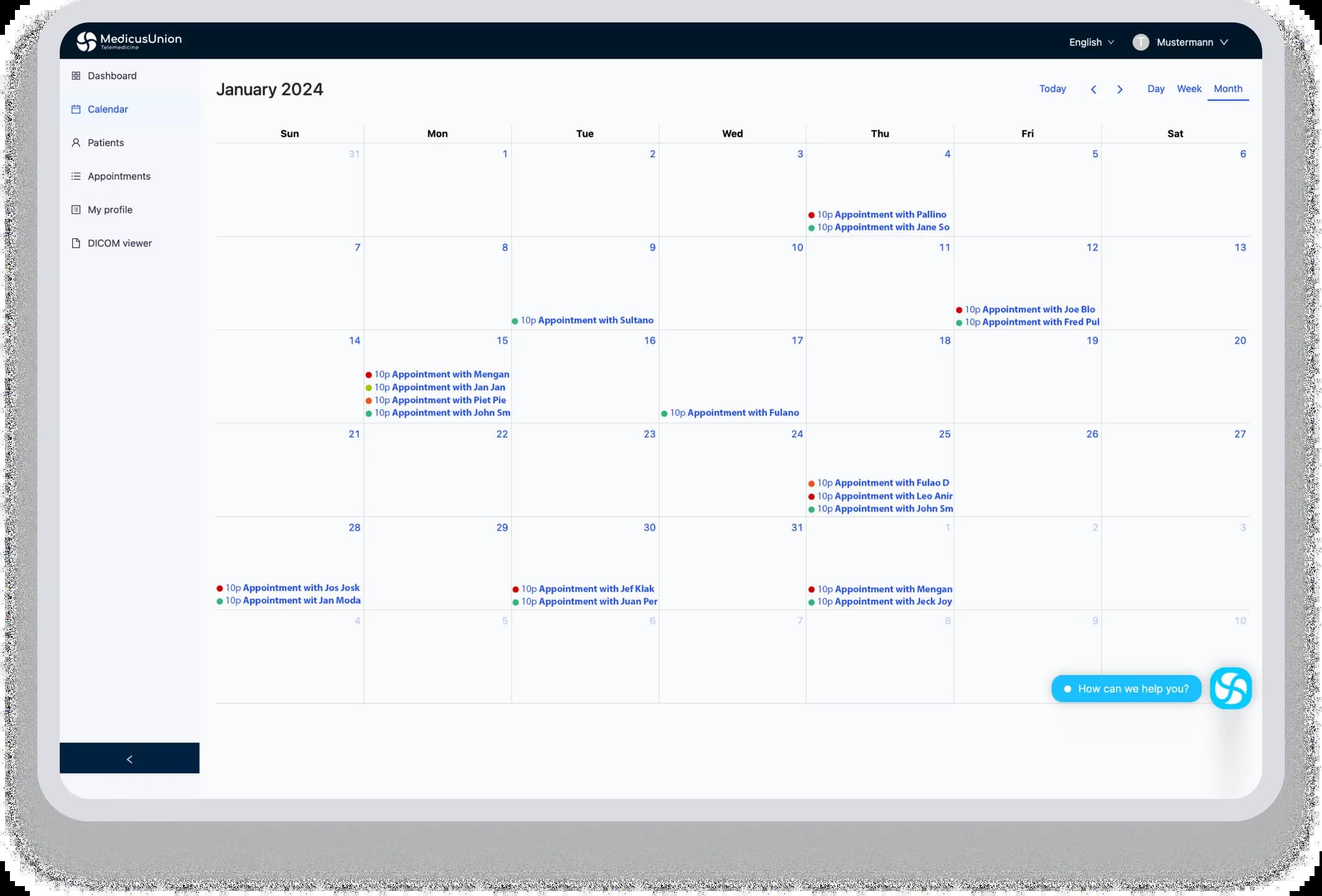 A scheduler interface for easy scheduling, designed for telemedicine appointments.
