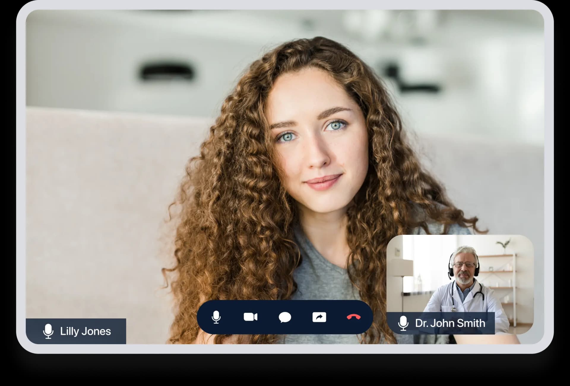 A woman and a man engaged in a video call, utilizing the secure MedMeet feature.
