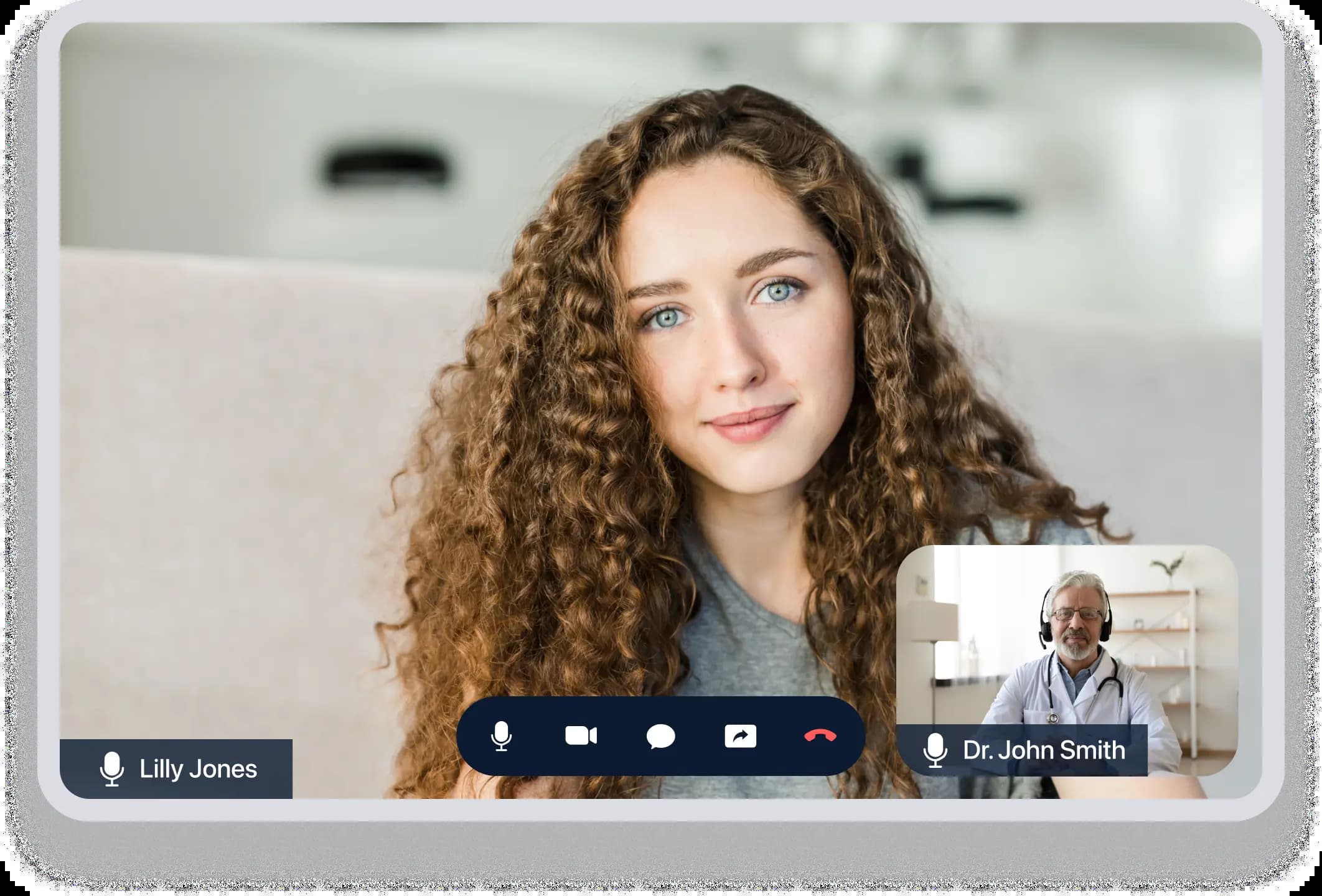 A woman and a man engaged in a video call, utilizing the secure MedMeet feature.