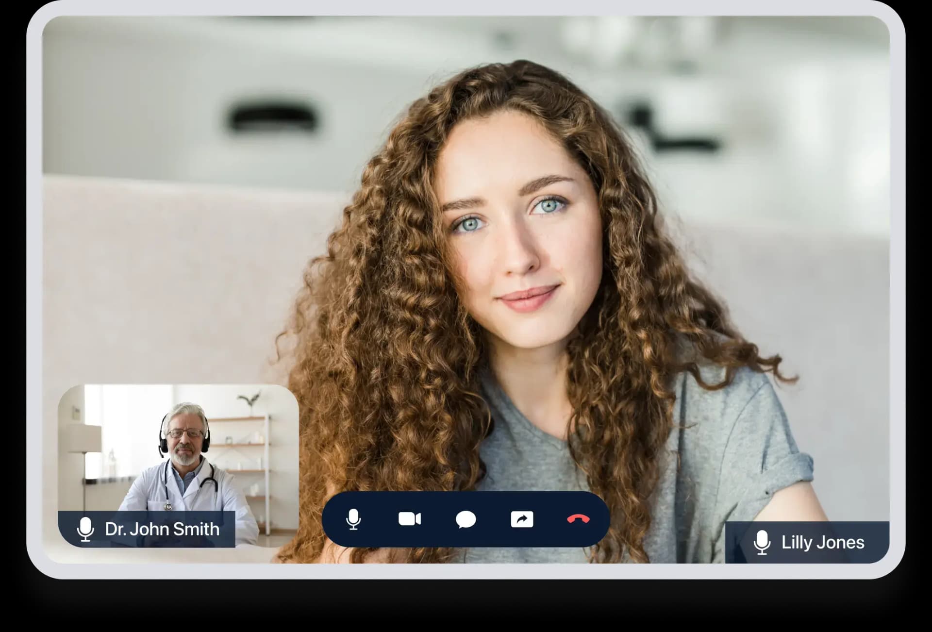A woman and a man having a video call on MedMeet.