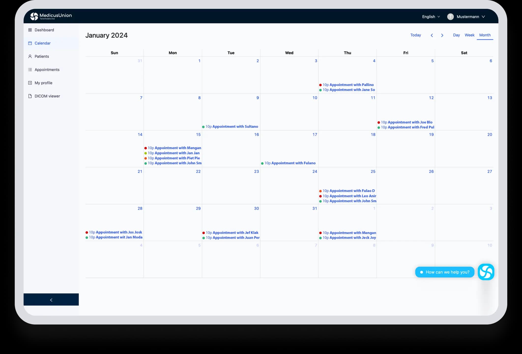 A scheduler interface for easy scheduling, designed for telemedicine appointments.