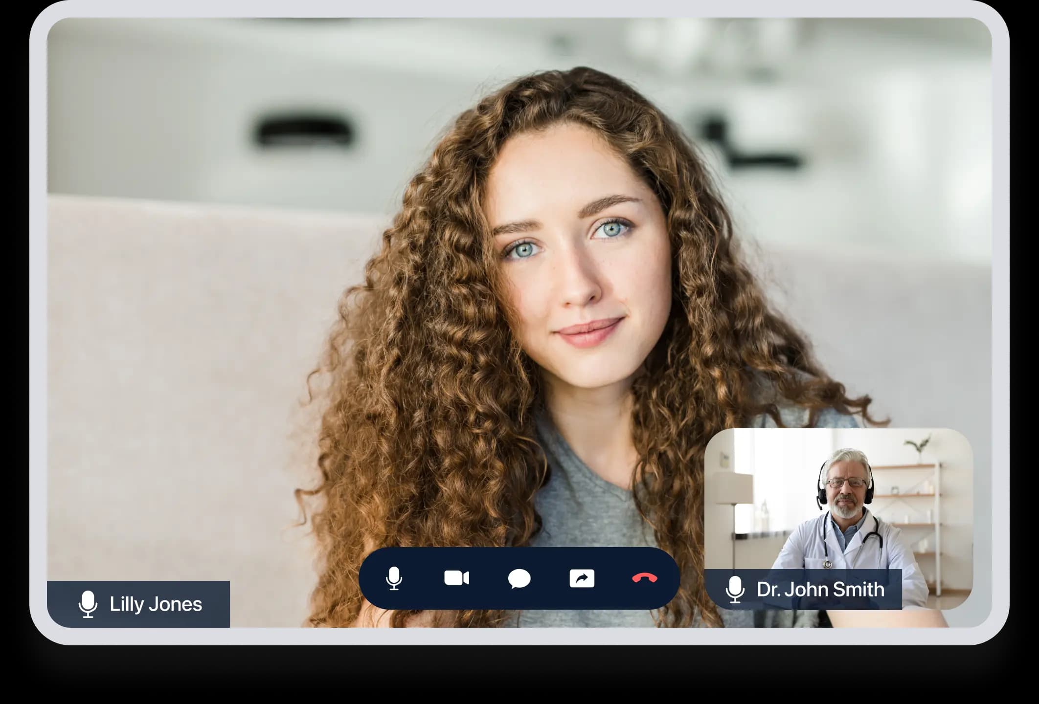 A woman and a man engaged in a video call, utilizing the secure MedMeet feature.
